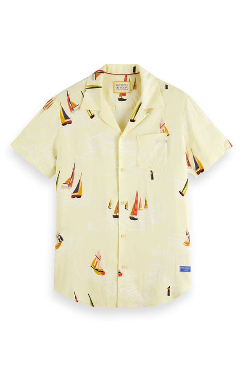Scotch & Soda Artwork Camp Shirt In Yellow Boat