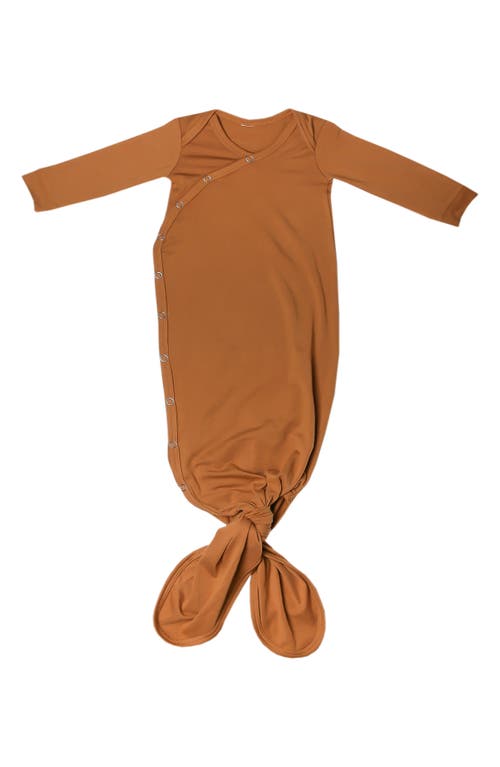 Copper Pearl Newborn Knotted Gown in Camel at Nordstrom