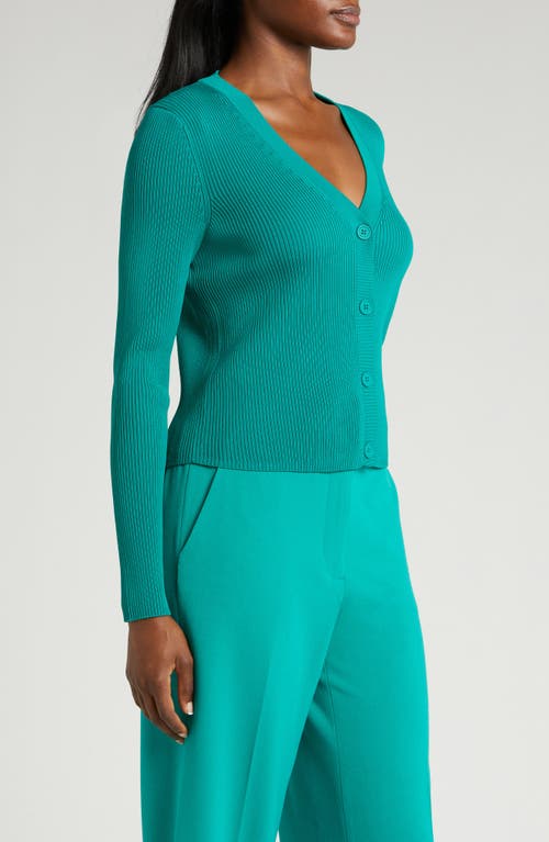 Halogen Rib Cardigan In Miami Green