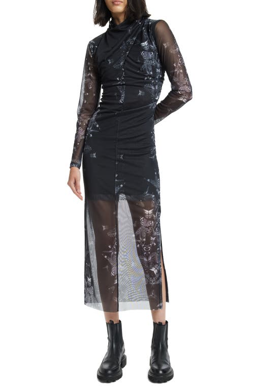 AllSaints Tia Diana Long Sleeve Maxi Dress in Black