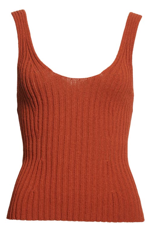 Vince Rib Tie Back Cotton Blend Tank Top In Rust Amber