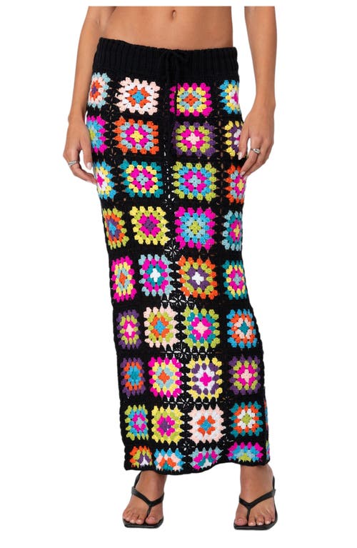 EDIKTED Patchwork Crochet Maxi Skirt Mix at Nordstrom,