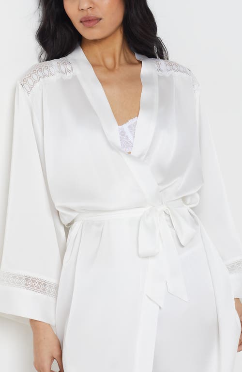 Shop Etam Gravure Deshabille Lace Trim Satin Robe In White