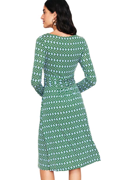 Shop Boden Amelie Long Sleeve Dress In Pine Diamond Trellis