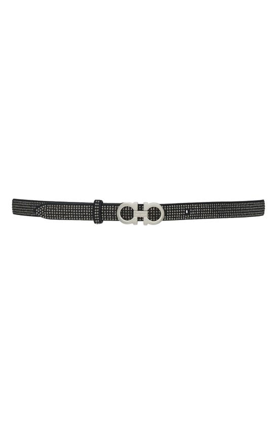Salvatore Ferragamo Crystal-embellished Adjustable Belt In Black