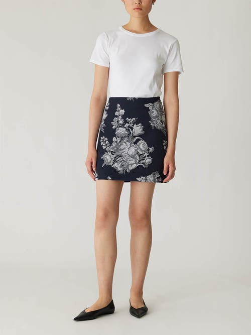 Rebecca Taylor Venice Toile Jacquard Mini Skirt in Indigo Combo 