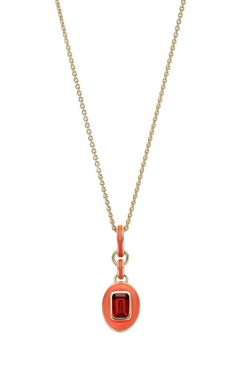 The Stone Charm Necklace in Garnet