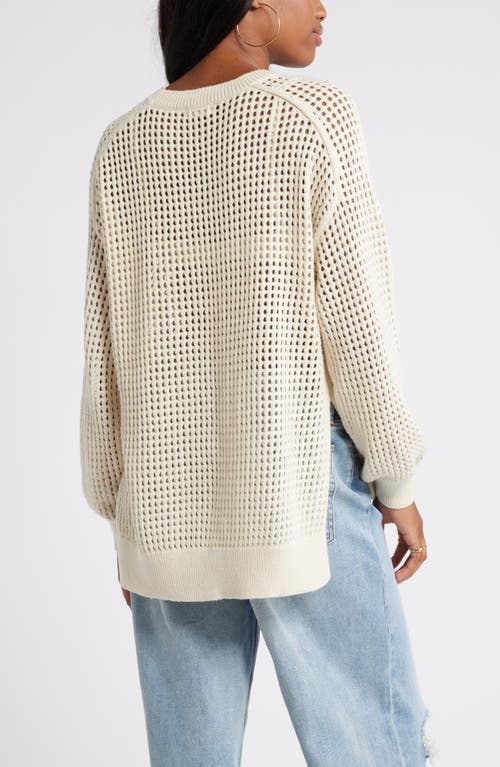 Shop Bp. Open Stitch Cotton Sweater In Ivory Dove