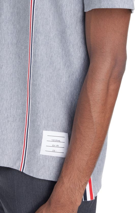 Thom Browne Grey Rwb Stripe-print Cotton T-shirt In Medium Grey