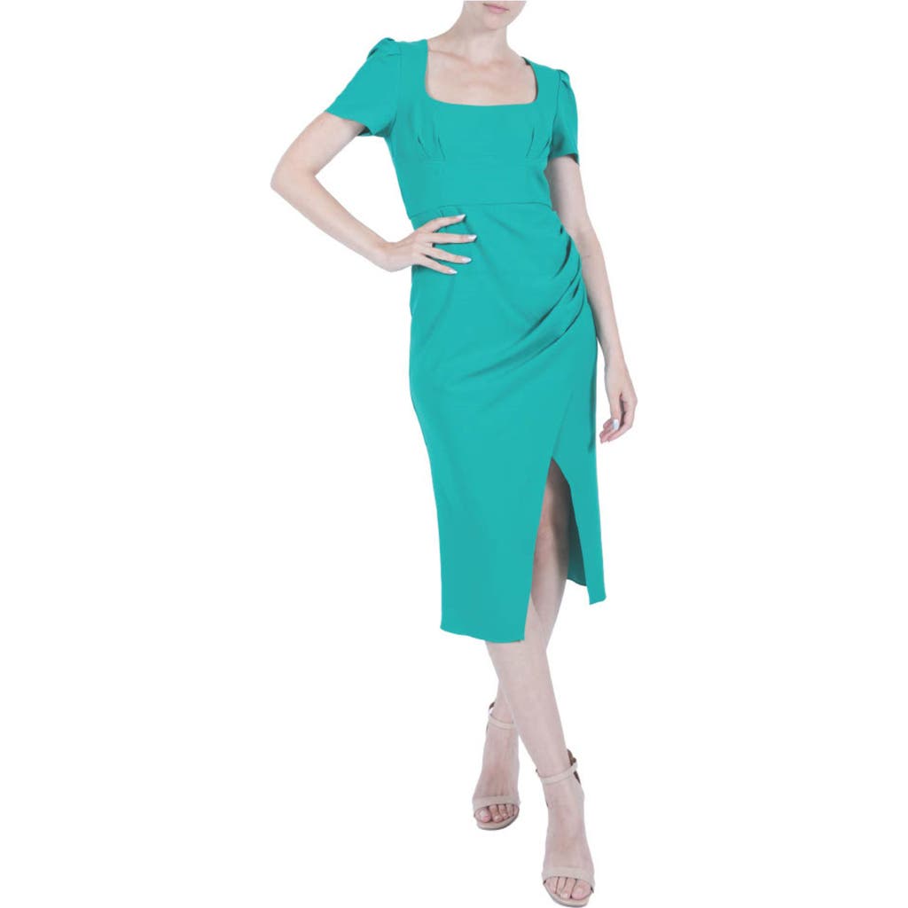 Julia Jordan Ruched Midi Sheath Dress In Resort Emerald