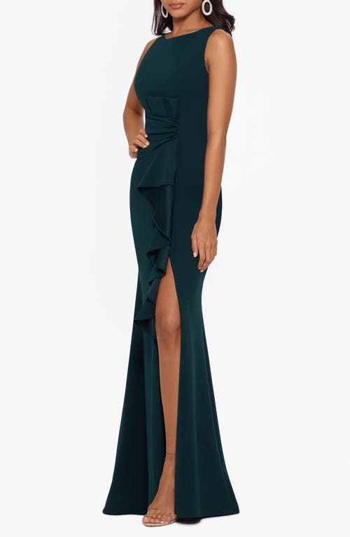 BETSY & ADAM BETSY & ADAM RUFFLE BOW GOWN 