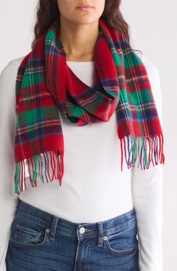 Nordstrom Rack Cashmere Scarf In Red Multi Plaid