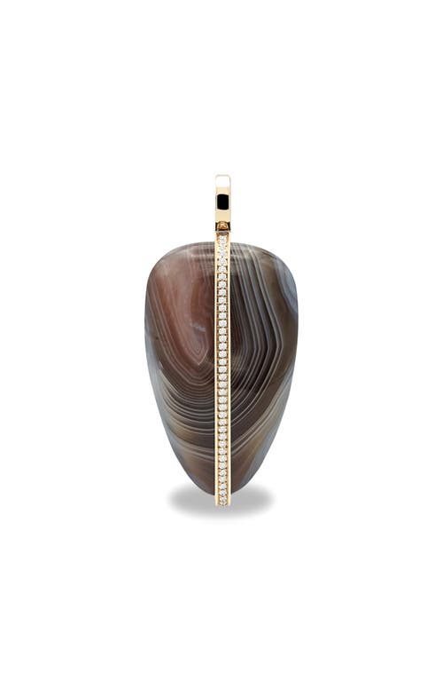 XL Diamond Pebble Pendant in Brown/White