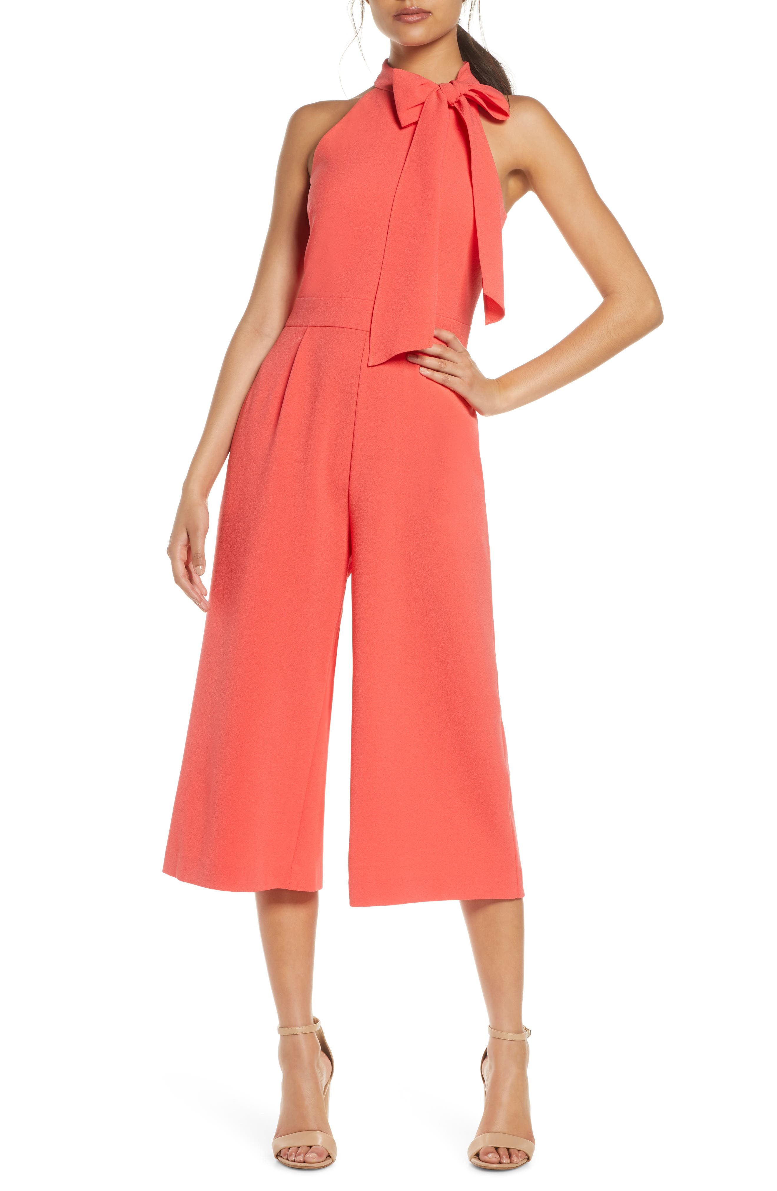 Vince Camuto Bow Neck Sleeveless Wide Leg Crepe Jumpsuit Nordstrom Rack