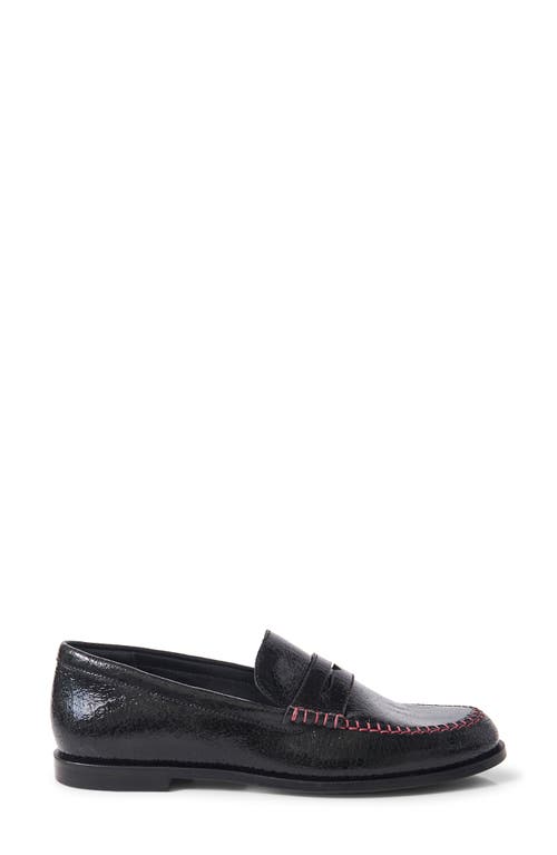 Shop Free People Contrast Stitch Penny Loafer In Black Leather