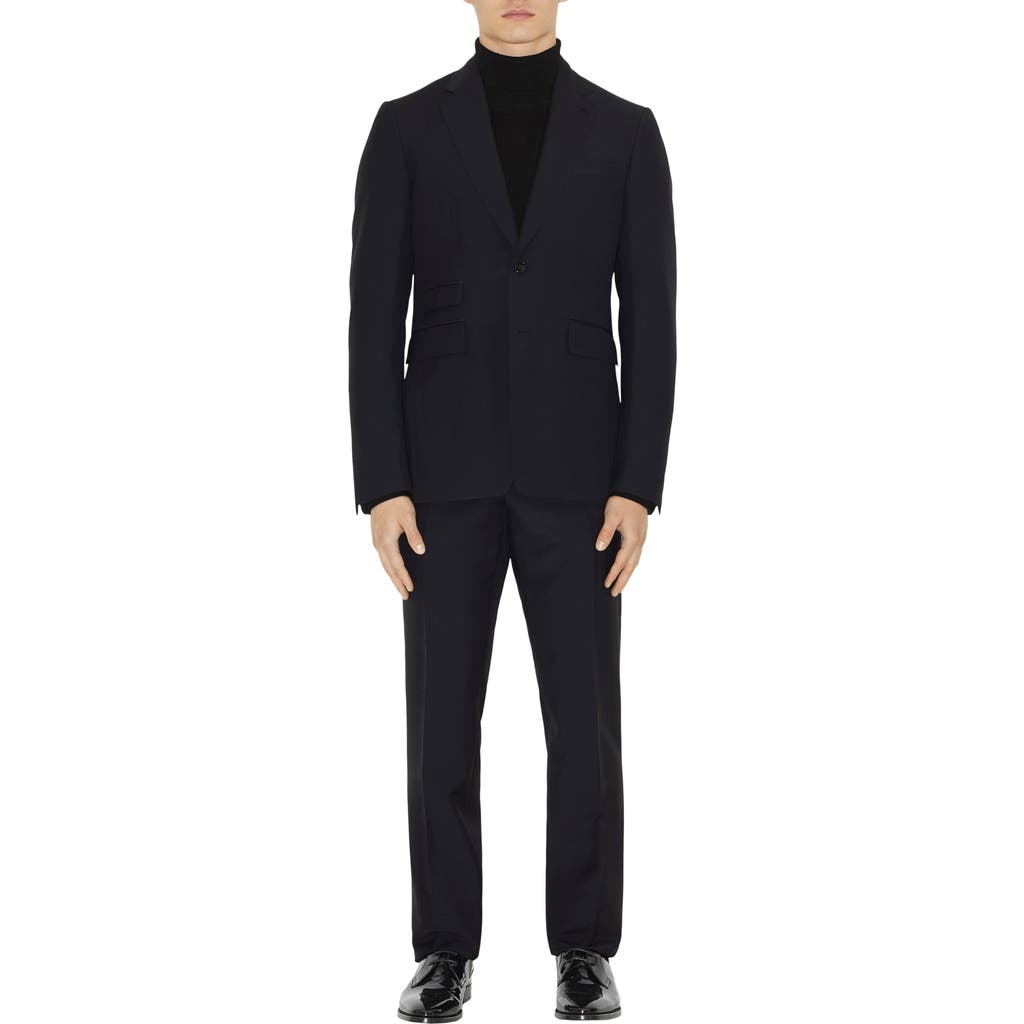 Burberry Wool Mohair Tailored Jacket In Navy