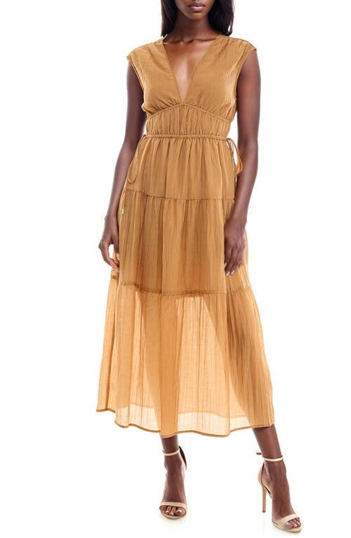 Crinkle Woven Midi Dress in Taos Taupe