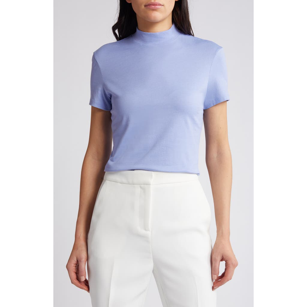 Theory Tiny Mock Neck Organic Pima Cotton T-shirt In Grotto