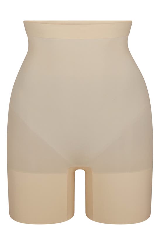 Skims Seamless Sculpt Low Back Mid Thigh Bodysuit In Sand