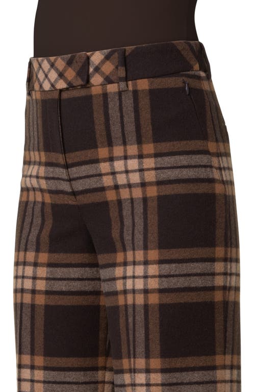 Shop Akris Fior Plaid Wool Flannel Pants In Chectnut-mocca