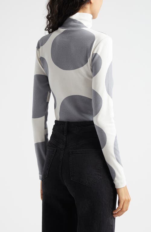 Shop Marimekko Lumia Klaava Cotton Rib Turtleneck In Off White Grey