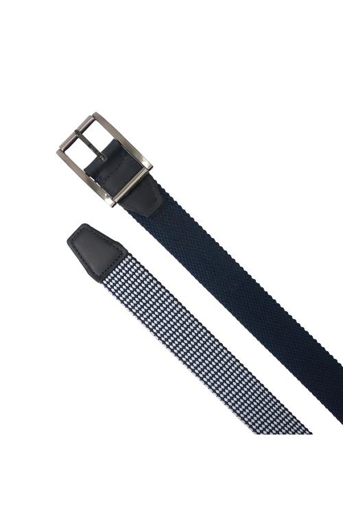 Shop Boconi Reversible Elastic Braid Feather Edge Belt In Navy/white