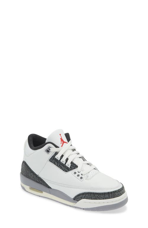 Kids' Air Jordan 3 Retro Sneaker in White/Red/Grey/Black 