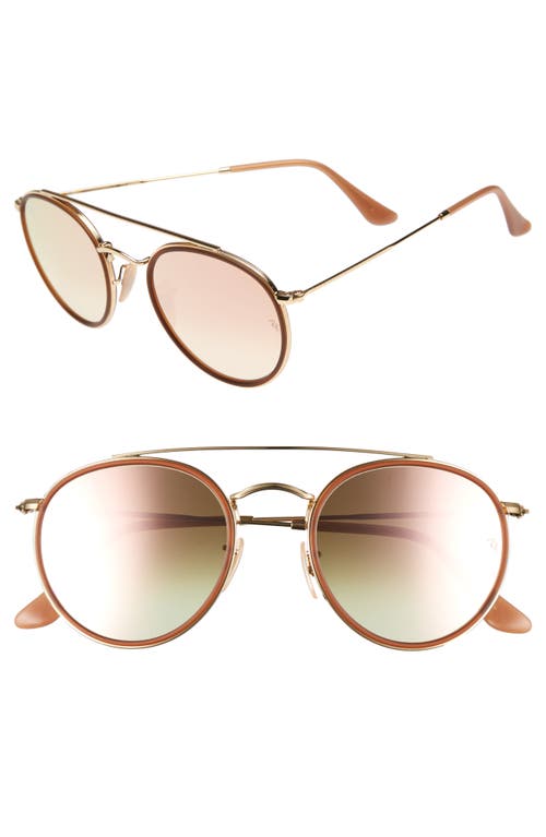 Shop Ray Ban Ray-ban 51mm Round Sunglasses In Gold/pink