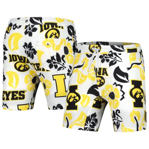 Men's Wes & Willy White Iowa Hawkeyes Vault Tech Swimming Trunks