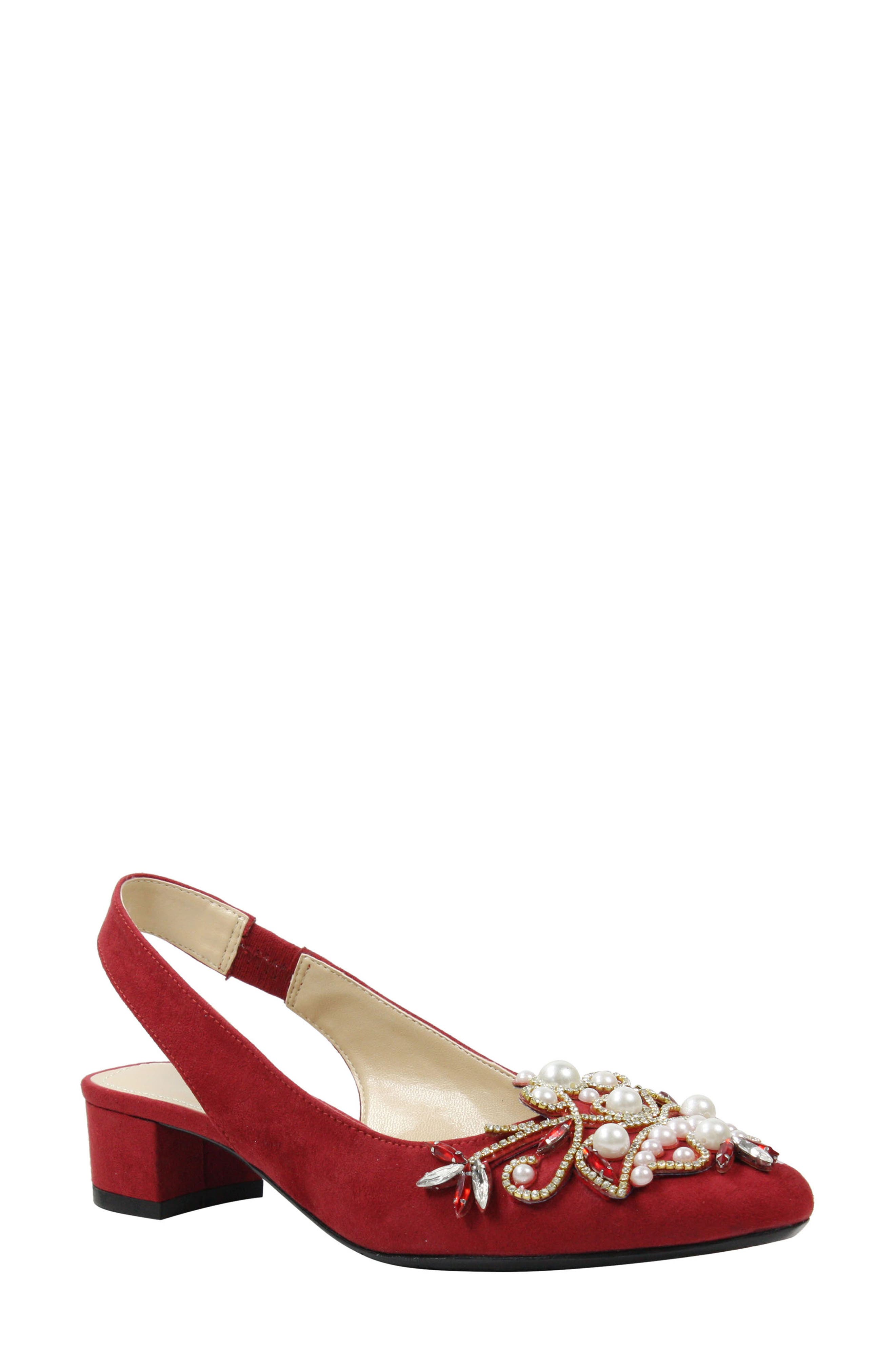 J. Renee Delroy Embellished Slingback Pump B - Red