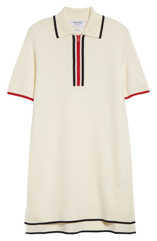 THOM BROWNE THOM BROWNE STRIPE DETAIL MILANO KNIT POLO SWEATER DRESS 