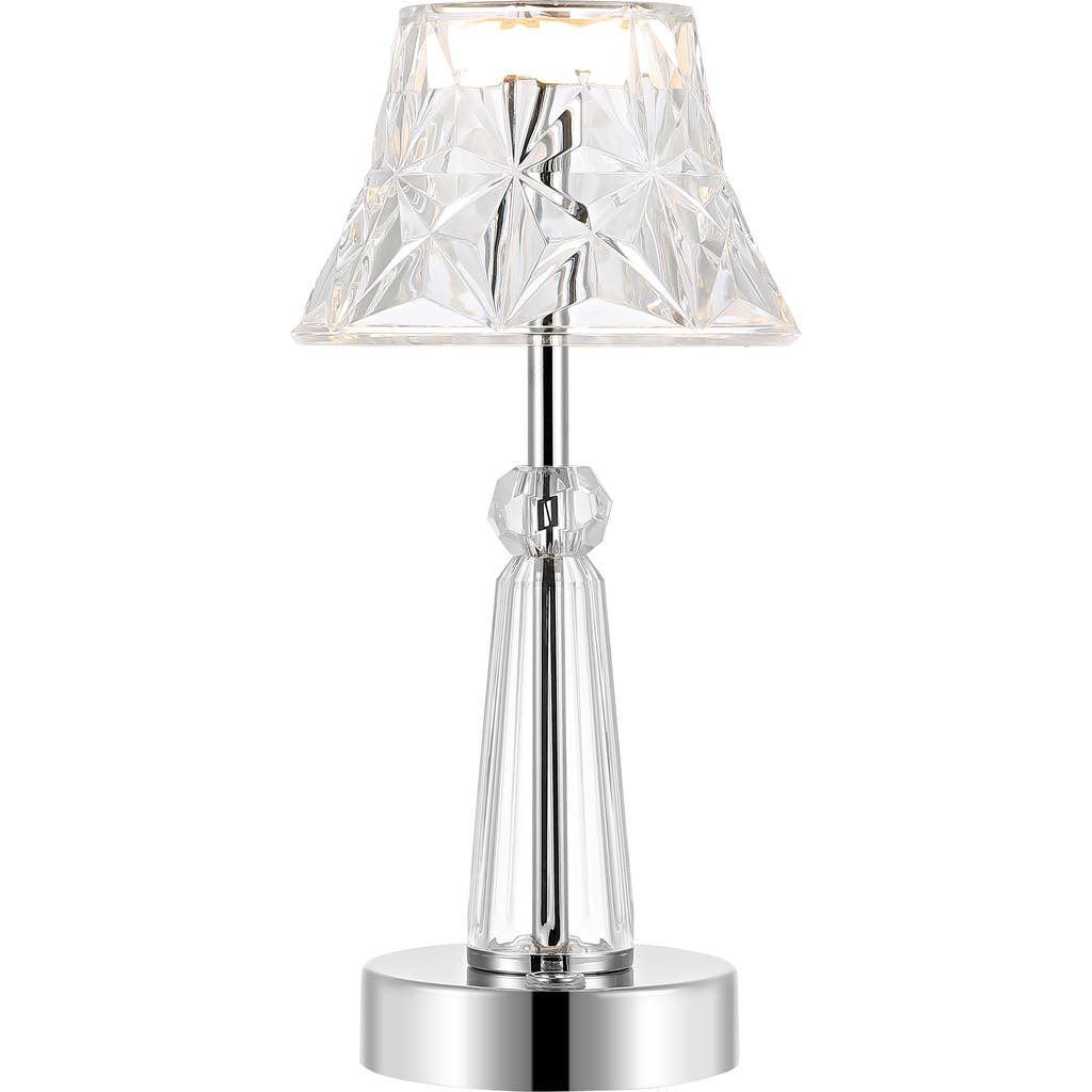Jonathan Y Madelyn Bohemian Classic Acrylic Rechargeable Integrated Portable Led Table Lamp In Clear/chrome