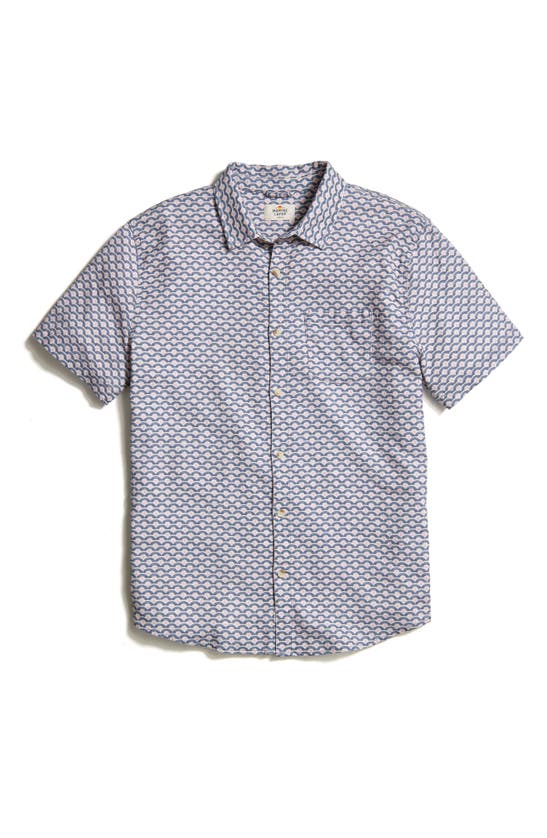 Shop Marine Layer Wave Print Short Sleeve Stretch Button-up Shirt In Japanese Wave Print