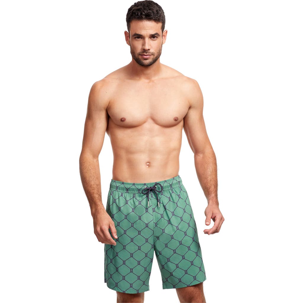 Gottex Men Beach Vibe 7" Swim Shorts In Green Navy