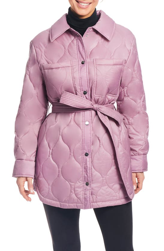 Sanctuary Quilted Tie Waist Jacket In Dusty Rose