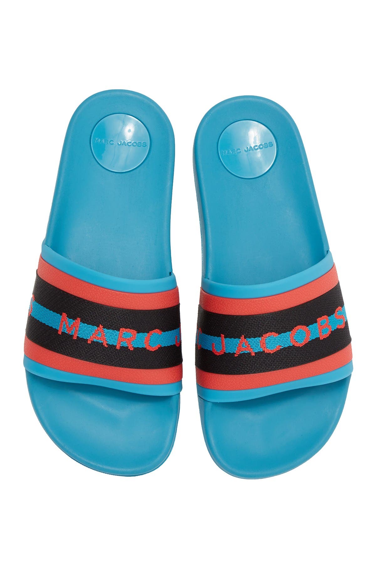 marc jacobs cooper webbing aqua slides