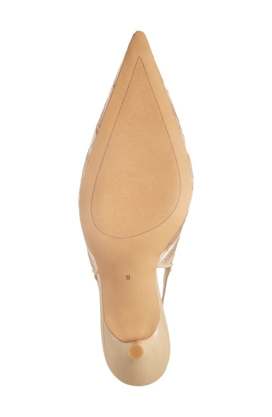 Shop Jeffrey Campbell Lofficele Embroidered Mesh Slingback Pointed Toe Pump In Natural Lace