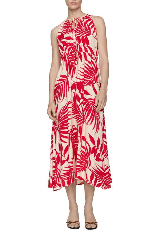 Mango Bow Printed Dress Red In Red