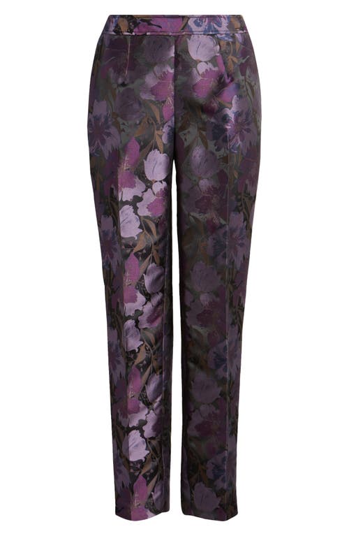 Shop Anne Klein Side Zip Straight Leg Ankle Pants In Royal Purple Multi