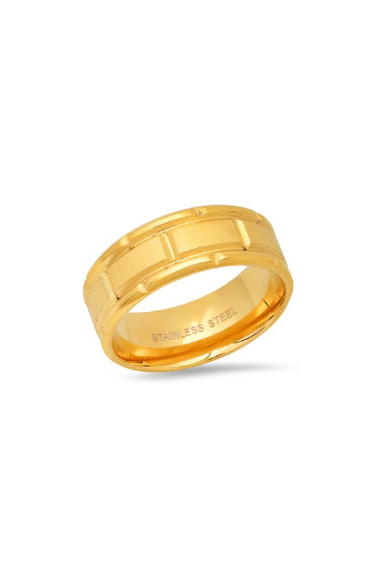 Shop Hmy Jewelry Mens' 18k Gold Plate Stainless Steel Etched Band Ring