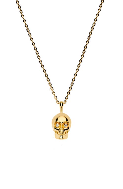 Awe Inspired Diamond Skull pendant Necklace in Gold Vermeil