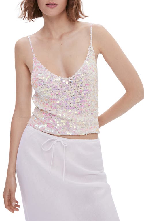 MANGO Sequin Knit Camisole Light/pastel Grey at Nordstrom,