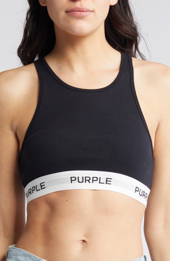 Shop Purple Brand Stretch Cotton Rib Bralette In Black
