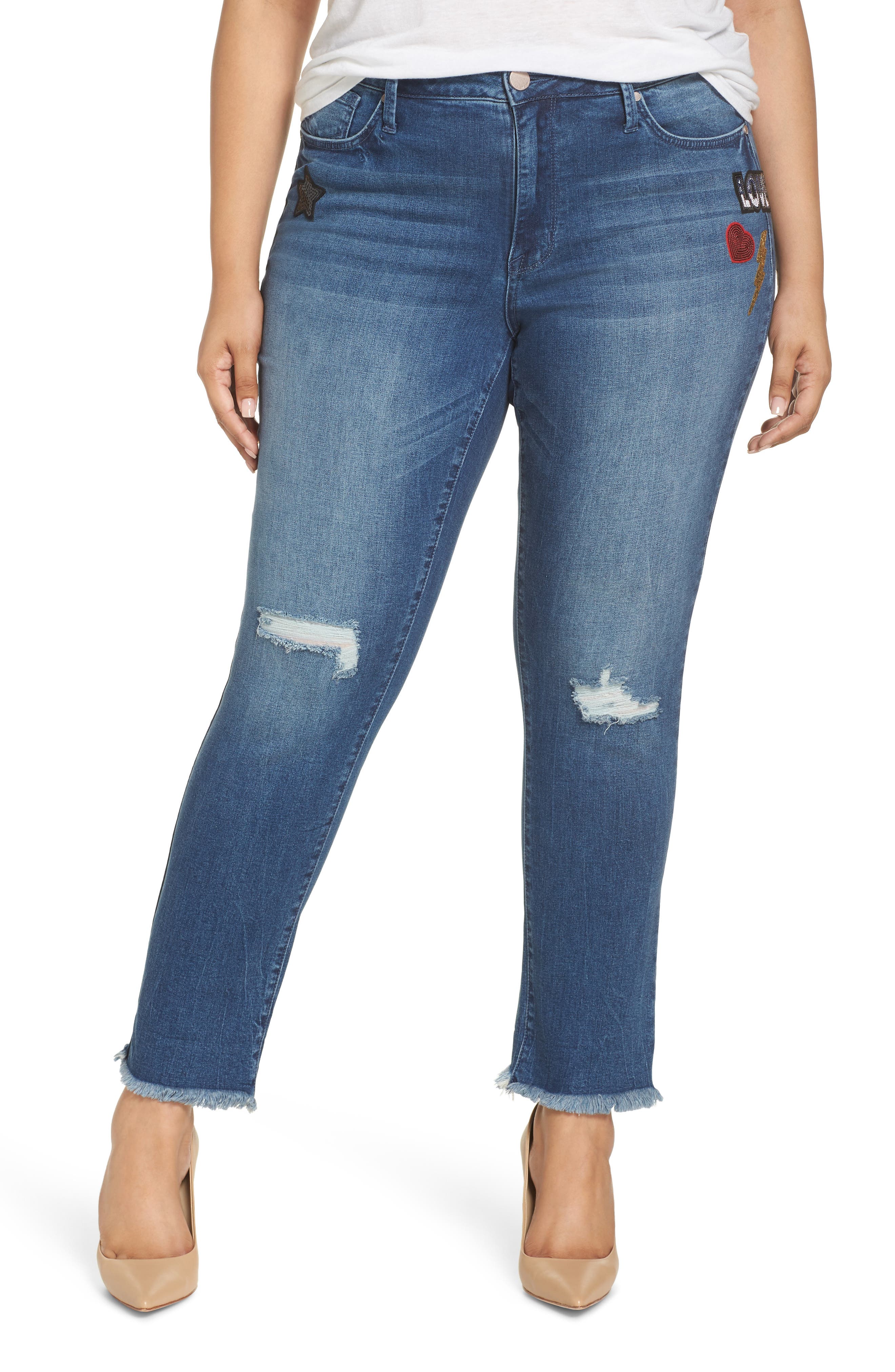 Seven7 Slim Straight Raw Hem Jeans (Plus Size) Nordstrom
