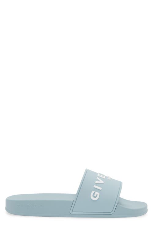 Shop Givenchy Logo Slide Sandal In Sky Blue