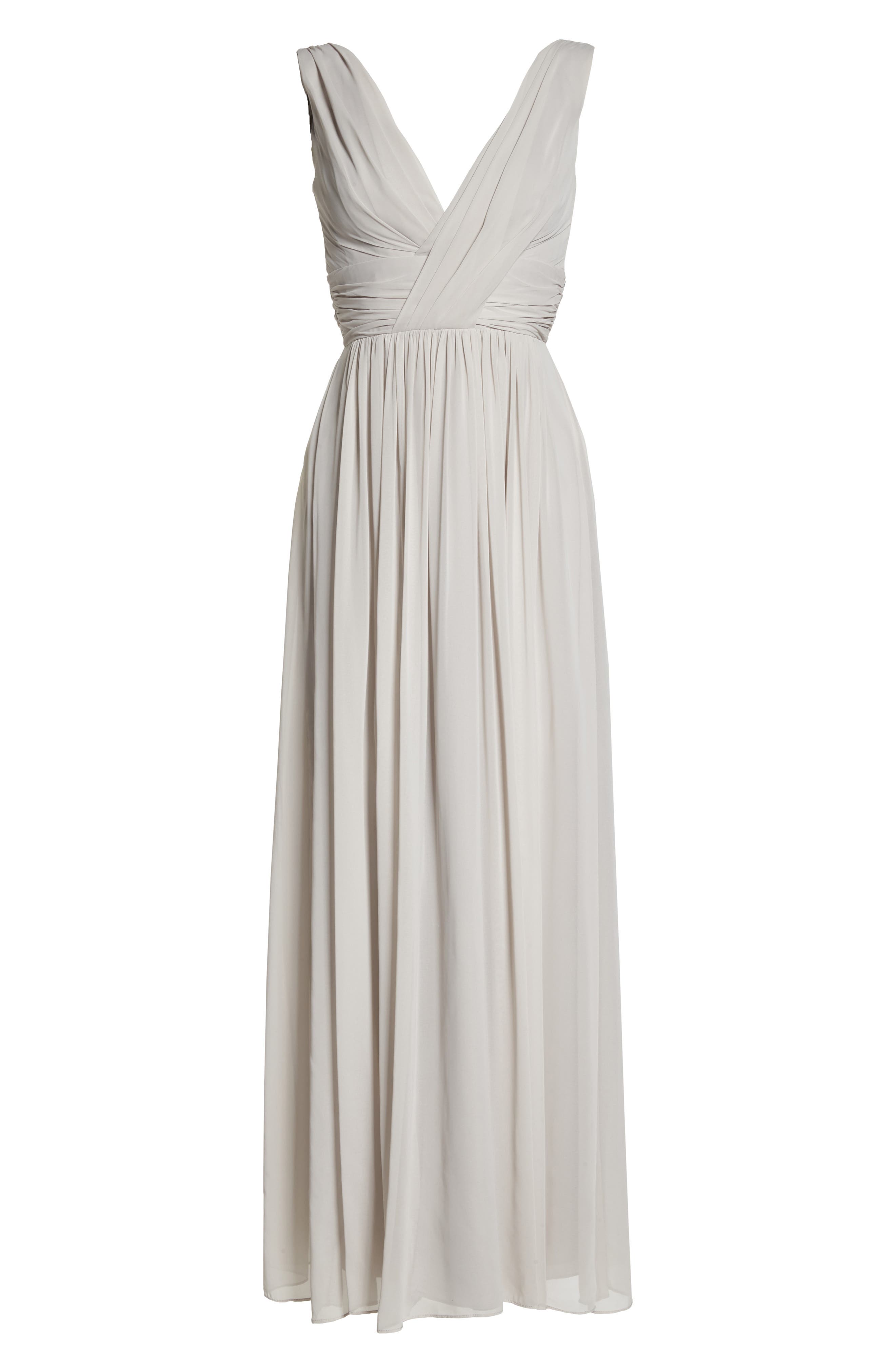 Dessy Collection Lux V-Neck Chiffon Gown, Ivory