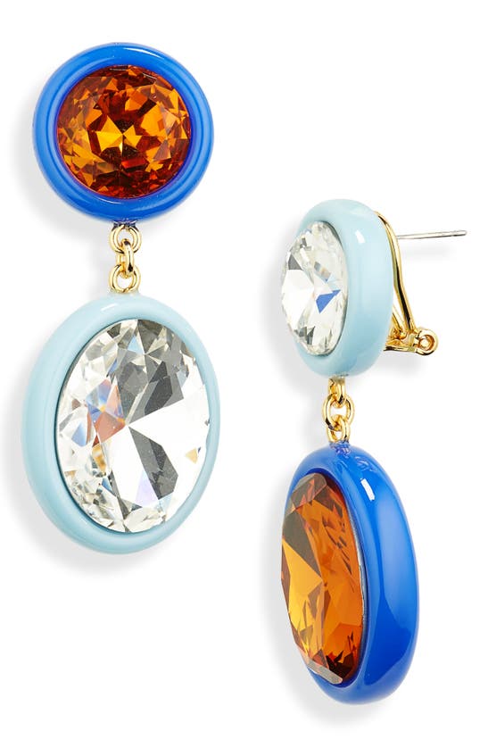 Lele Sadoughi Crystal Medallion Mismatched Drop Earrings In Blue