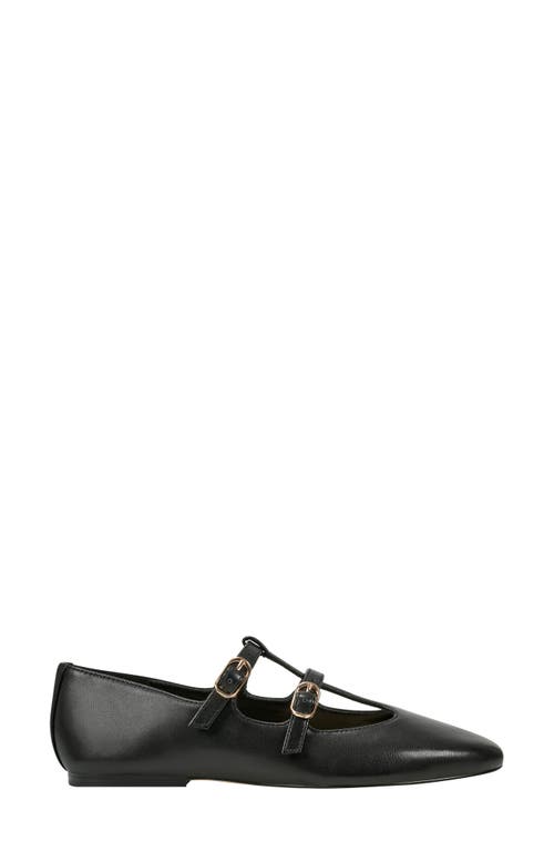 Shop Marc Fisher Ltd Evie T-strap Flat In Black Leather