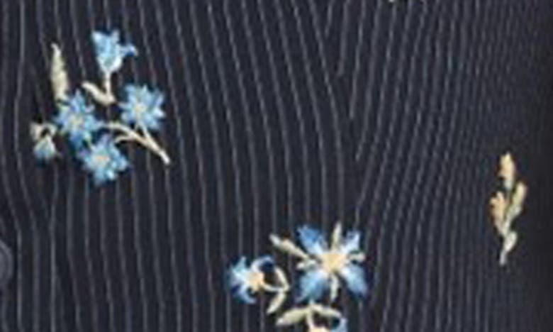 Shop Driftwood Nola Pinstripe Floral Embroidered Vest In Navy