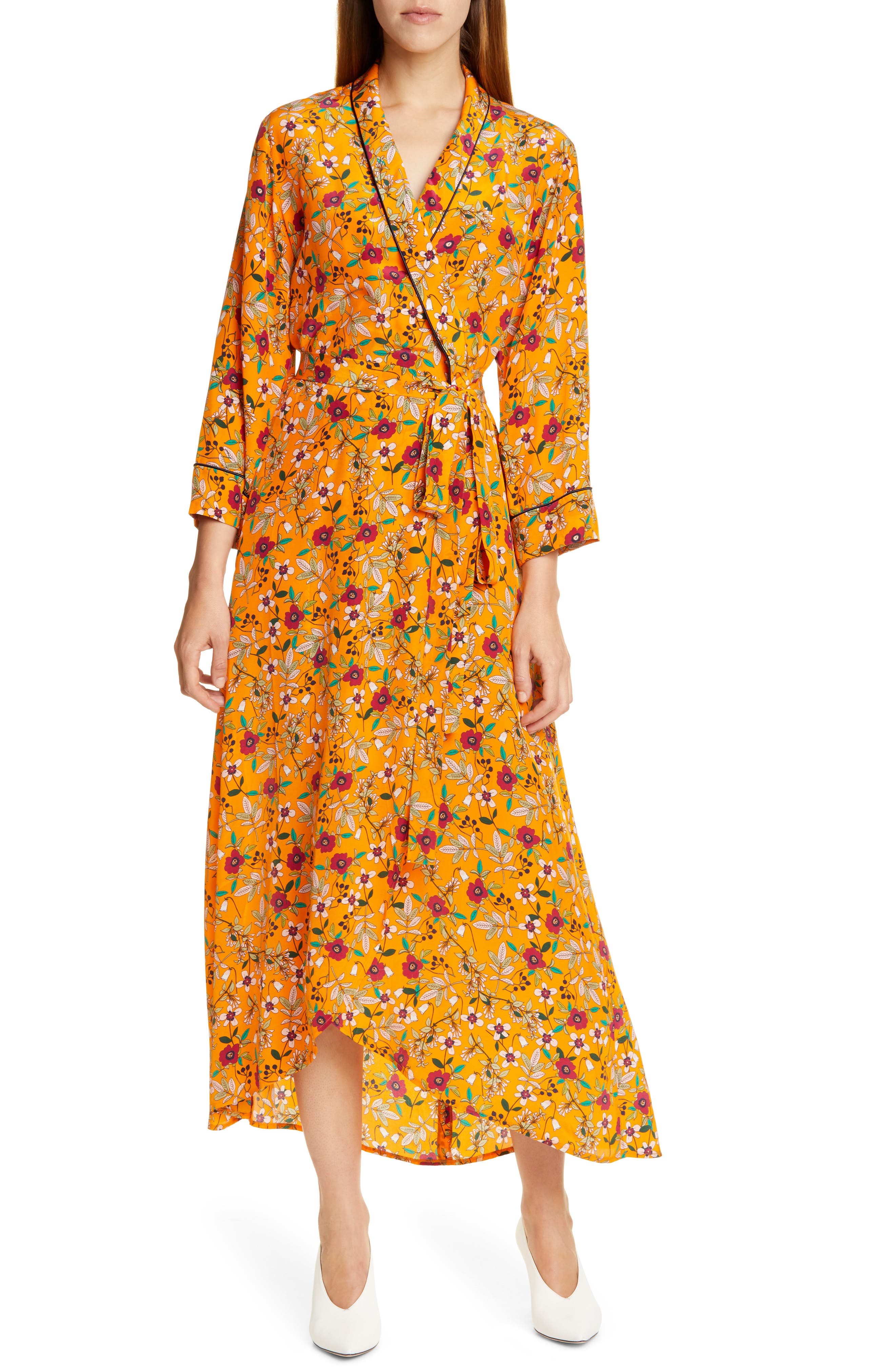 Hugo Kerlina Floral Wrap Maxi Dress, Orange